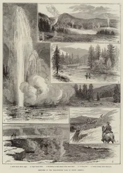 Skisser ved Yellowstone Park i Nord-Amerika